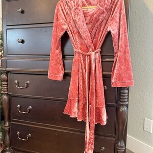 Betsey Johnson Pink Velvet Robe